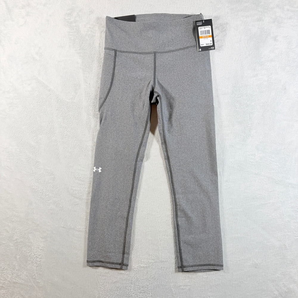 Under Armour Tech Hi Capri Womens‎ Small Grey Compression HeatGear Leggings NWT